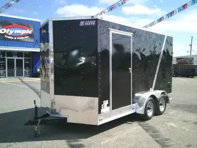 2027 Cargo Mate EHW716TA2 E-Series 7x16 7K Wedge With 12" Extra Height / UTV Premium Package / Ramp