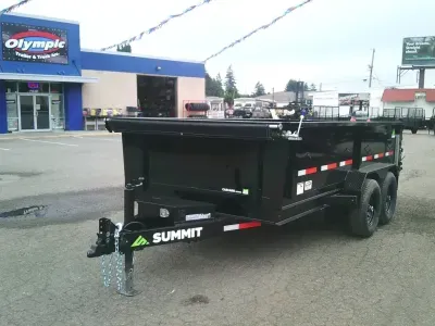 2027 Summit CD714TA5RS Cascade 7X14 14K Dump Tarp Kit Ramps Spreader Gate Scissor Lift