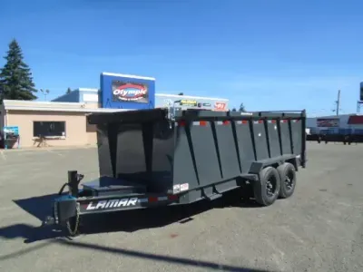 2027 Lamar Trailers LDL831627 7x16 14K Dump Tarp Kit Ramps Spreader Gate 7 Ga Floor 12" O.C. 3 Way P