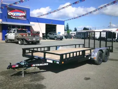 2027 PJ Trailers UL16 7x16 7K Utility Trailer With Fold Up Gate / Side ATV Ramps