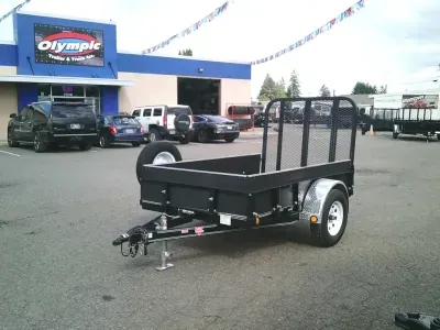 2019 PJ Trailers USED U608 5X8 60-Inch Single Axle Channel Utility With Spare Tire