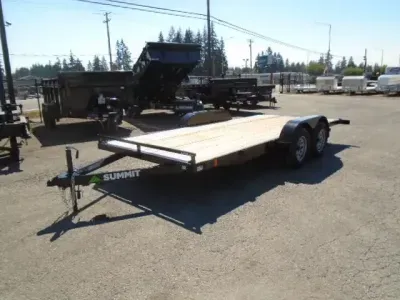 2027 Summit A4FB716TA2RF Alpine 7x16 7K Flatbed Car Hauler With Removable Fenders