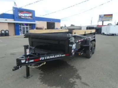 2027 PJ Trailers DV14 7x14 15.4K Voyager Dump Spring Loaded Tarp Kit Ramps Spreader Gate 7 Ga Floor 