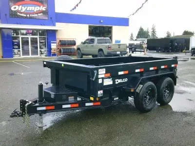 2026 Delco Trailers D110 5X10 7K Dump Tarp Kit Ramps Spreader Gate Scissor Lift Spare Tire