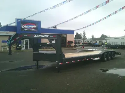 2026 Lamar LH80232 8.5X32 21K Gooseneck HD Equipment Hauler 4' Dove Slide In Ramps Winch Plate
