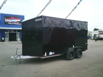2027 Cargo Mate EHWA714TA2 Aluminum E-Series 7x14 7K With 6" Extra Height / D-Rings / Ramp Door