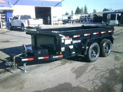 2026 Delco Trailers D110 5X10 12K Dump Tarp Kit Ramps Spreader Gate Scissor Lift