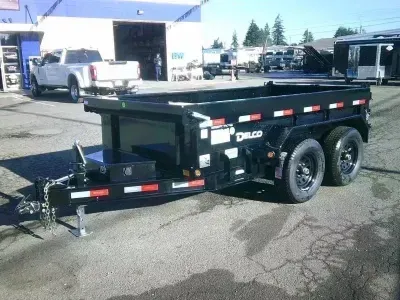 2026 Delco Trailers D110 5X10 12K Dump Tarp Kit Ramps Spreader Gate Scissor Lift