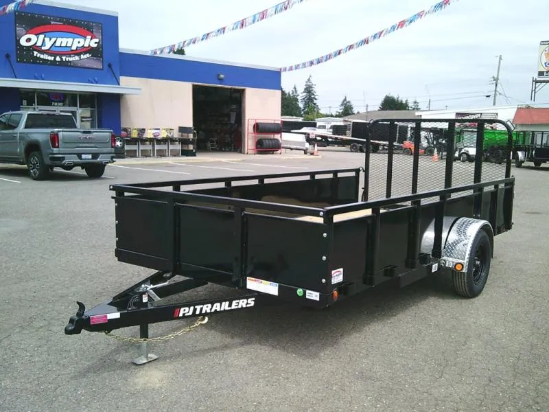 2026 PJ Trailers U814 7x14 83-Inch Single Axle Channel Utility with Solid Sides