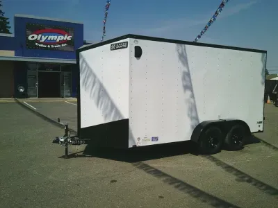 2026 Cargo Mate EHW714TA2 E-Series 7x14 With 6" Extra Height / Stab Jacks / Pure Black Pkg / Ramp Do
