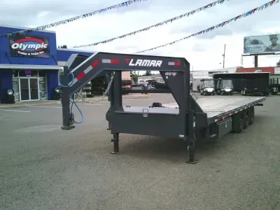 2024 Lamar USED LFA26 8.5X26 21K Deckover Gooseneck Equipment Tilt Trailer With Winch