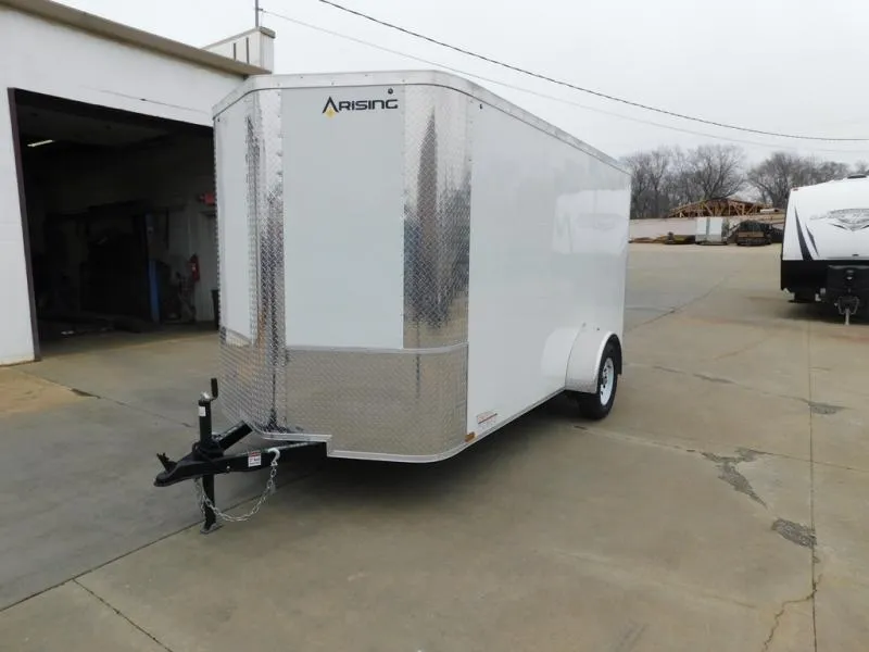 2026 Arising Enclosed Trailer 6X 12 Ramp White In Color 2990 Axle 6' 3" Interior