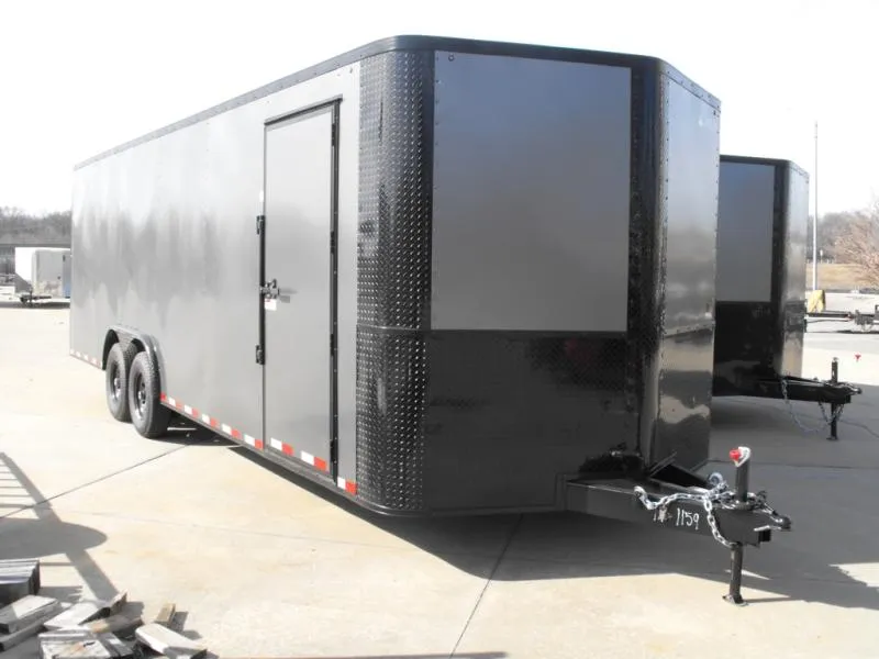 2026 Arising Enclosed Trailer 8.5 X 24 V Nose 7' Tall Interior 14000 GVWR Charcoal In Color Blackout