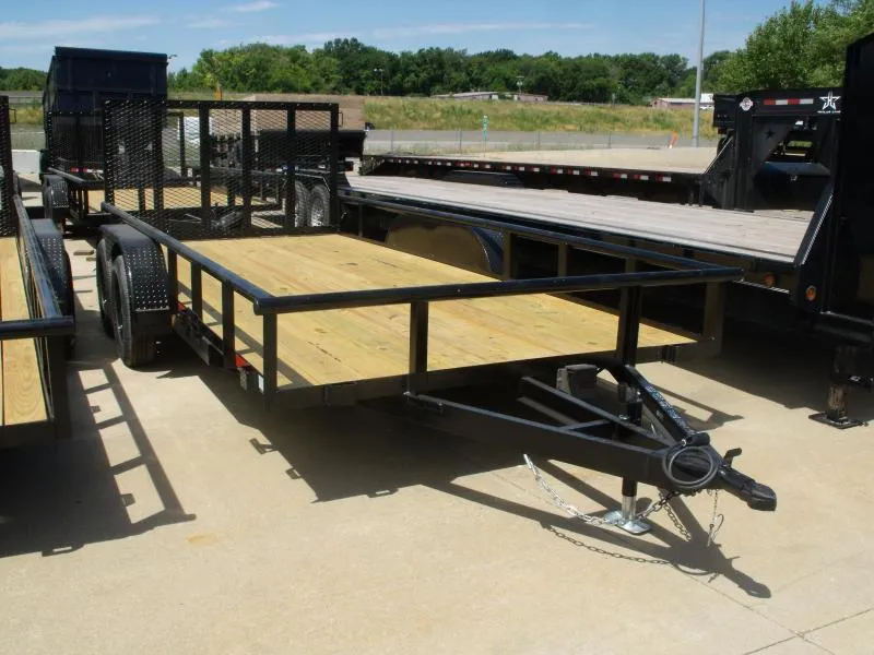 2022 KL Trailers Utility Trailer 77" X 16 Pipe Rail Top 7000 GVWR Brakes Wood Deck