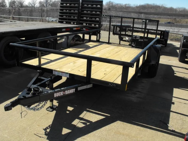 2026 Buck Dandy Utility Trailer 77 X 12  Pipe Rail Top Rear Spring Assisted Gate