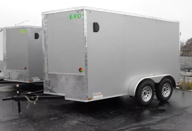 2026 Arising Enclosed Trailer  7 x 12  BARN DOOR   Silver Mist   In Color  080 Skin   7000 GVWR   6'