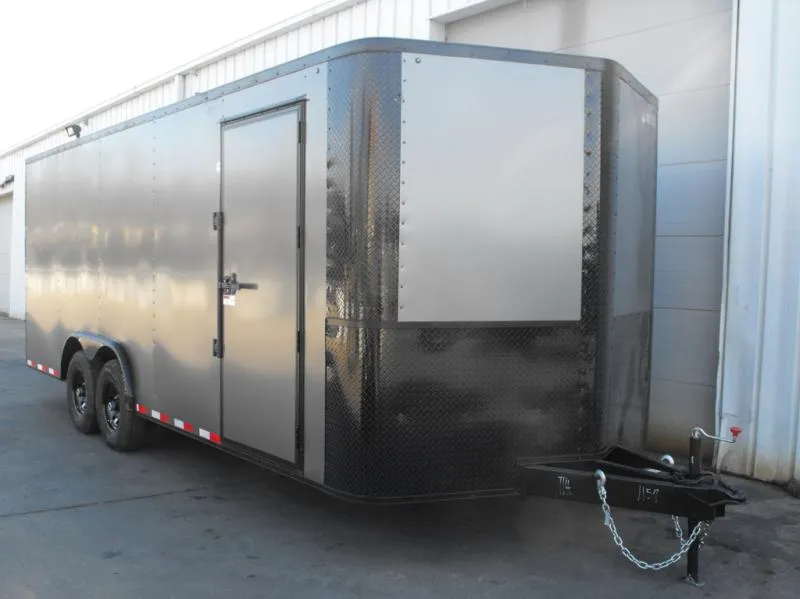 2026 Arising Enclosed Trailer 8.5 X 20 V Nose 7' Tall Interior 14000 GVWR Charcoal In Color Black