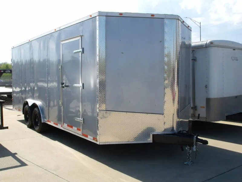 Enclosed Trailer 8.5 x 20 Dove  Ramp    Silver Mist  In Color Ramp Door  9990  GVWR Dove Tail  7' In