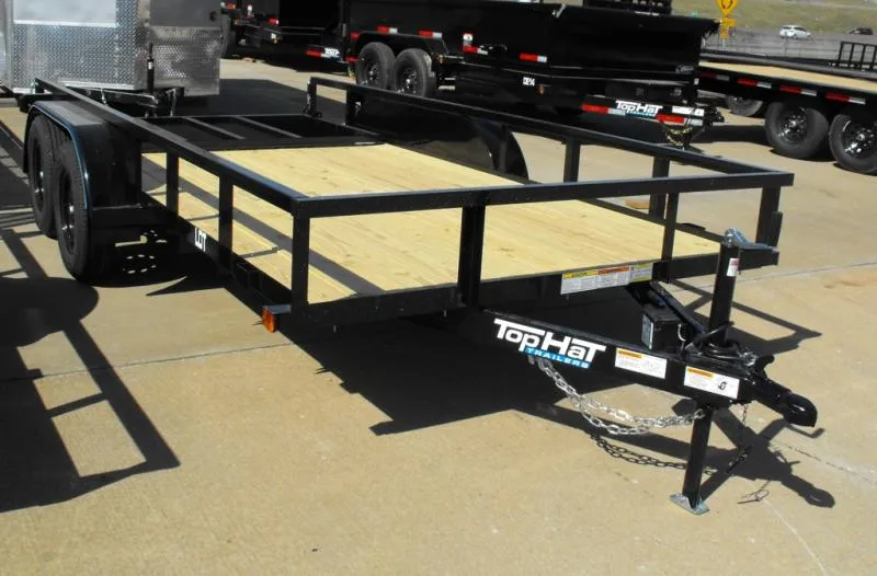 2026 Top Hat Trailers Utility Trailer 77" X 14 Tube  Top Rear LAY-N-TAIL GATE Brakes 7000 GVWR