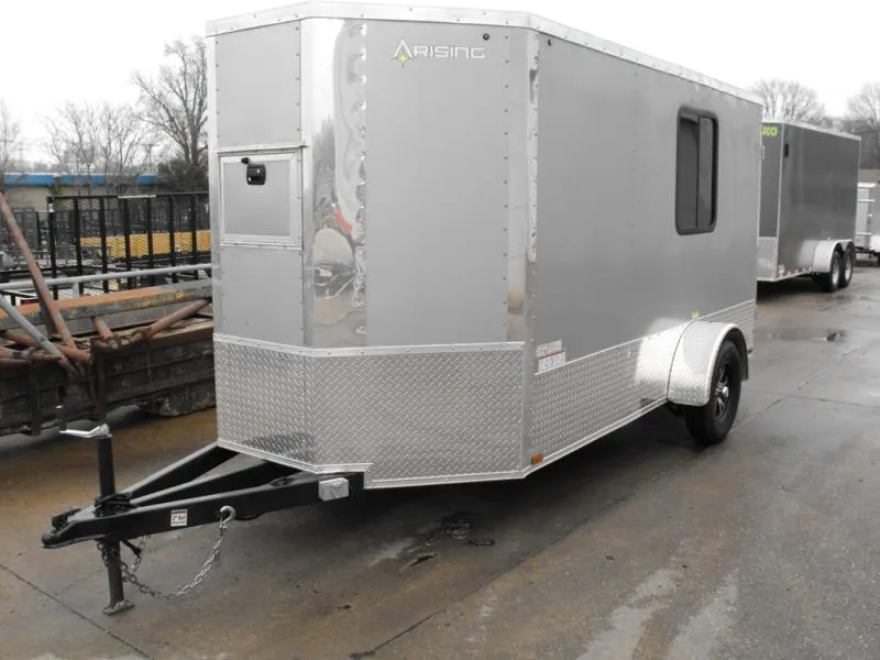 2026 Arising Enclosed Trailer 6 X 12 Barn Door,  Side Windows , 6'3" Tall, 030  Silver Mist  In C