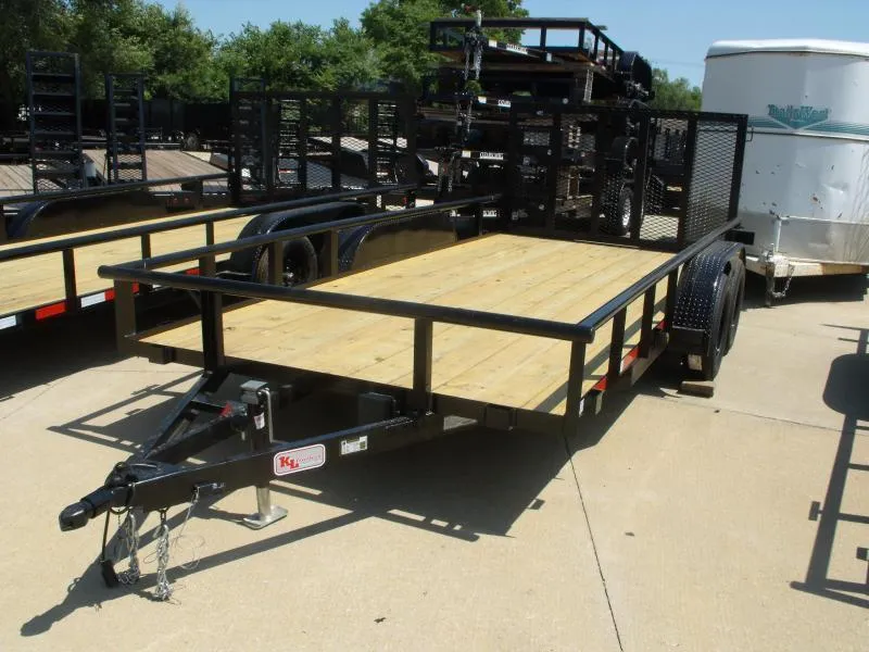 2022 KL Trailers SALE SALE SALE Utility Trailer 83" X 16 Pipe Rail Top 7000 GVWR Brakes Wood Deck