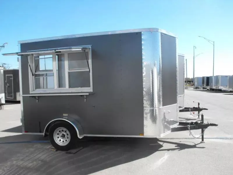 2026 Arising Enclosed Trailer 7 X 10 barn Door Concession Window 30 Amp Package Color Charcoal