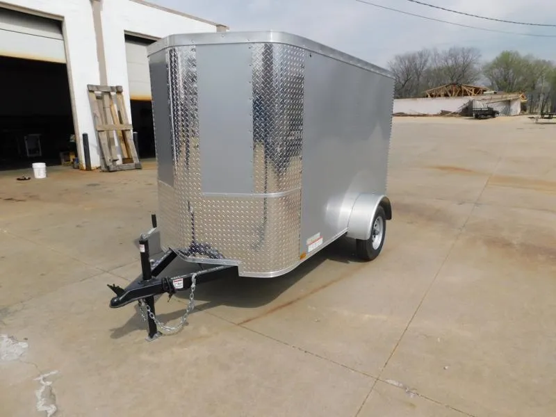 2026 Arising Enclosed Trailer 4 X 8 Ramp Door 5' Interior Silver Mist In Color 030 Skin