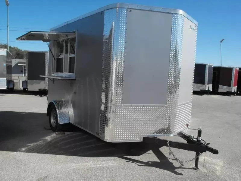 2026 Arising Enclosed Trailer 7 X 10 Barn Door Concession Window 30 Amp Package Color Silver Mist