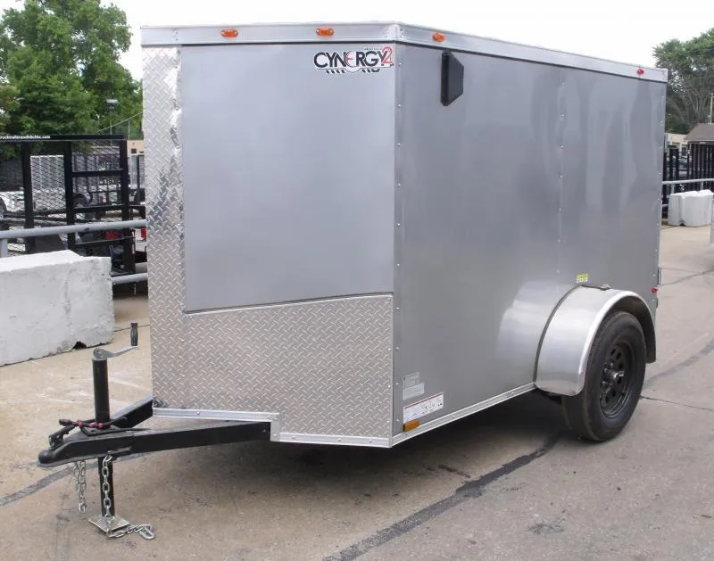 2023 Cynergy Cargo Enclosed Trailer 5 x 8 Enclosed Cargo Trailer RAMP DOOR Silver Mist In