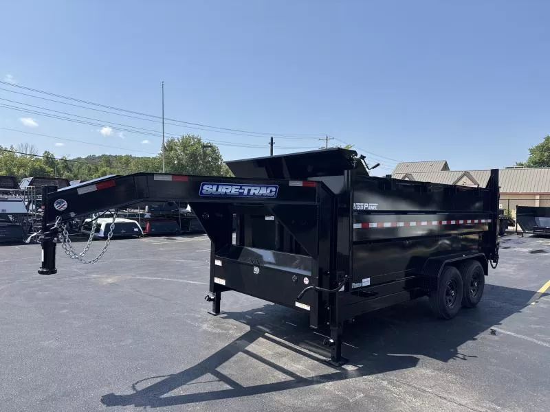 2026 Sure-Trac 82 IN x 14 HD Low Profile Gooseneck Dump Trailer w/ 4 Ft. Sides  14K Telescopic