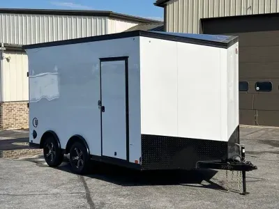 8.5' X 14' United UJ V-Nose ATV / UTV / Moto Hauler Ramp Door Enclosed Cargo Trailer