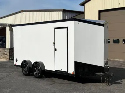 7' X 16' United UJ V-Nose ATV / UTV / Moto Hauler Ramp Door Enclosed Cargo Trailer