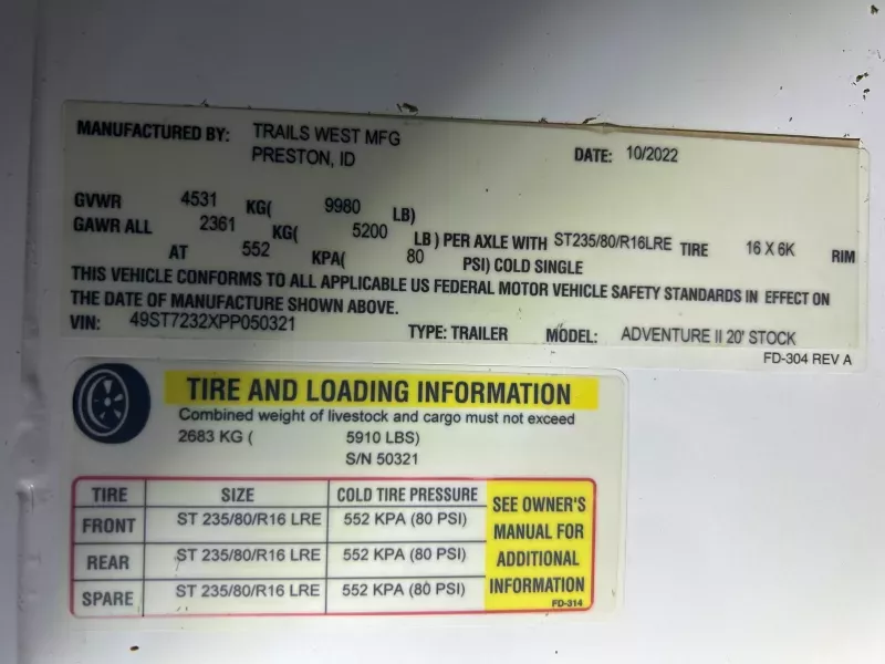 used Horse Trailers Trails West  for sale, in Buckeye, AZ Thumbnail 6