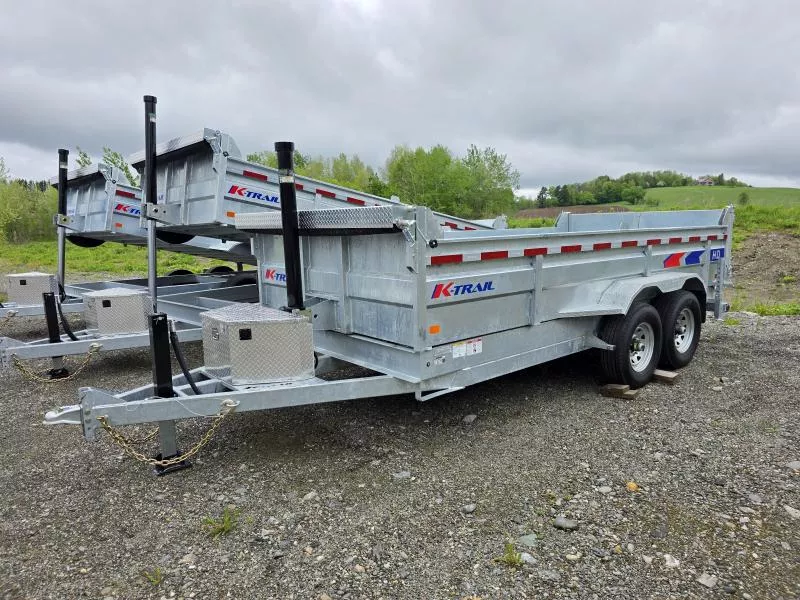2025 K-Trail 82"X16 14K Galvanized Dump Trailer w/ Ramps, Tarp , Spare Tire & Hydraulic Jack 