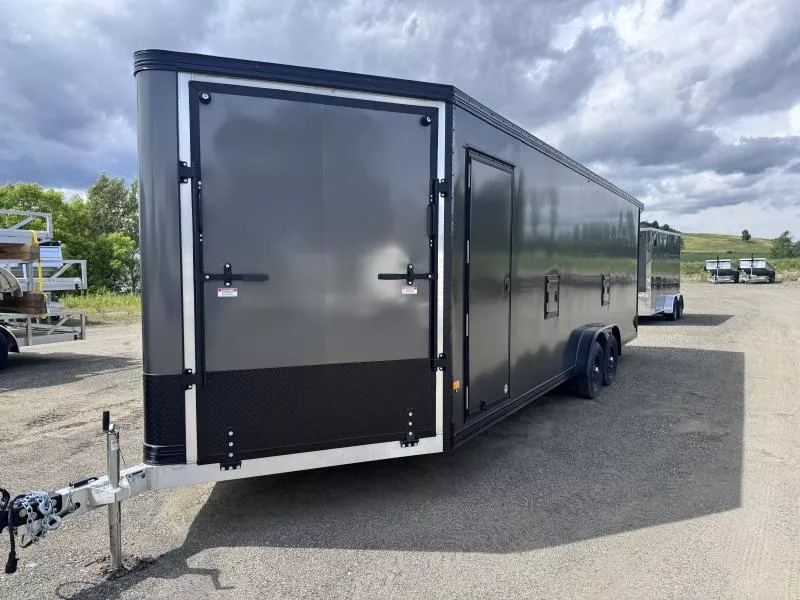 2025 Stealth Trailers 7.5x24 Aluminum Enclosed Snowmobile Trailer w/Rust Free PKG, Black Out & 12" Extra Height