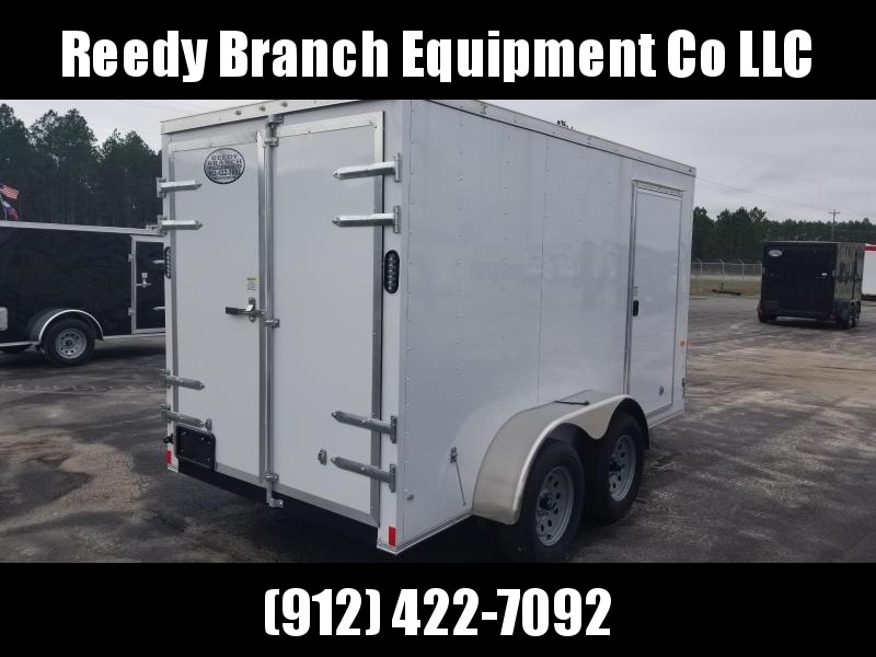 New 6x12 Barn Doors Tandem Axle Enclosed Cargo Trailer (White) New 6x12 Barn Doors Tandem Axle Enclosed Cargo Trailer (White)
