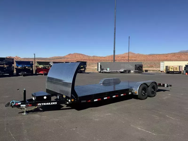 PJ Trailers 7X22 10K CH STEEL DECK CAR HAULER Flatbed Trailer