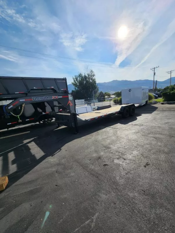 2026 RawMaxx 24' G7X 20K Gooseneck Tilt Equipment WHD Flatbed Trailer