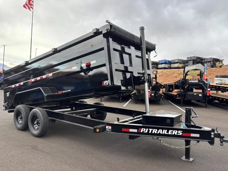 PJ Trailers 7X16 14K DT LOWPRO TELESCOPIC DUMP Dump Trailer