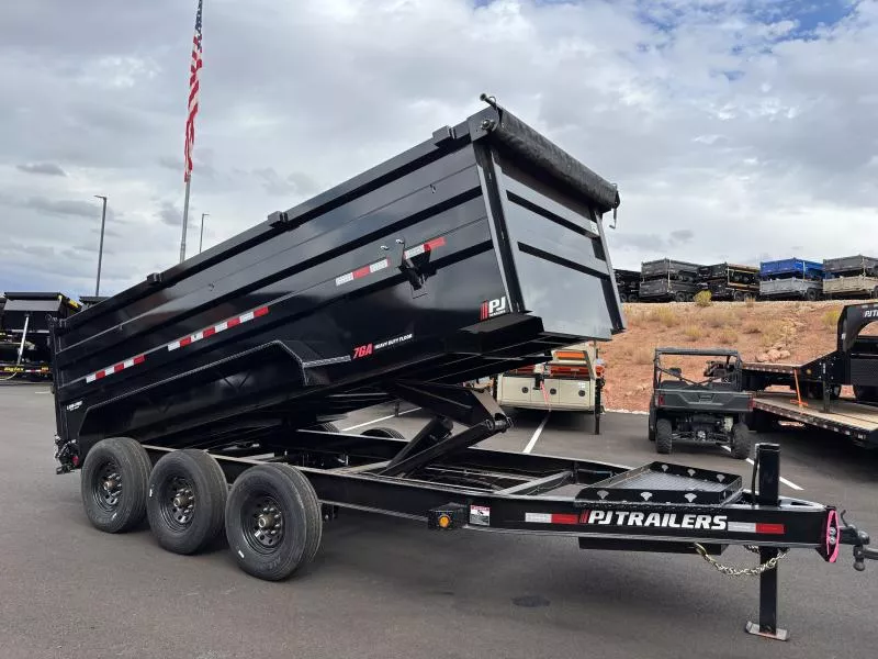  PJ Trailers 7X16 21K DM LOWPRO HIGH SIDE Dump Trailer
