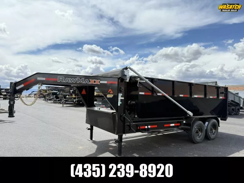 2026 RawMaxx 7 X 16 RDX ROLL OFF BIN/NO TARP/JET BLACK Dump Trailer
