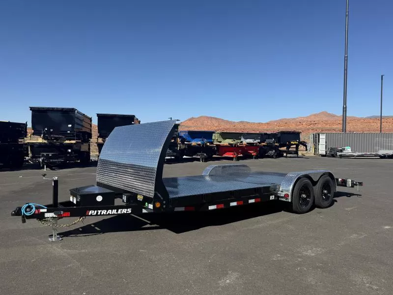 PJ Trailers 7X20 10K CH STEEL DECK CAR HAULER Flatbed Trailer