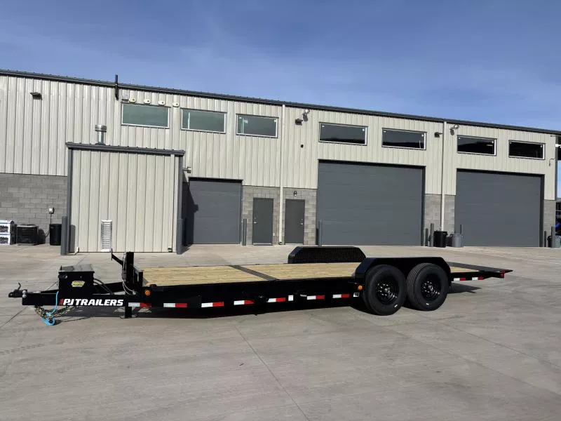 2026 PJ Trailers 7X22 /6" CHANNEL/TILT/14PLY/HYDRAULIC ATLAS JACK/BLACK/EQUIPMENT TILT Equipment Trailer