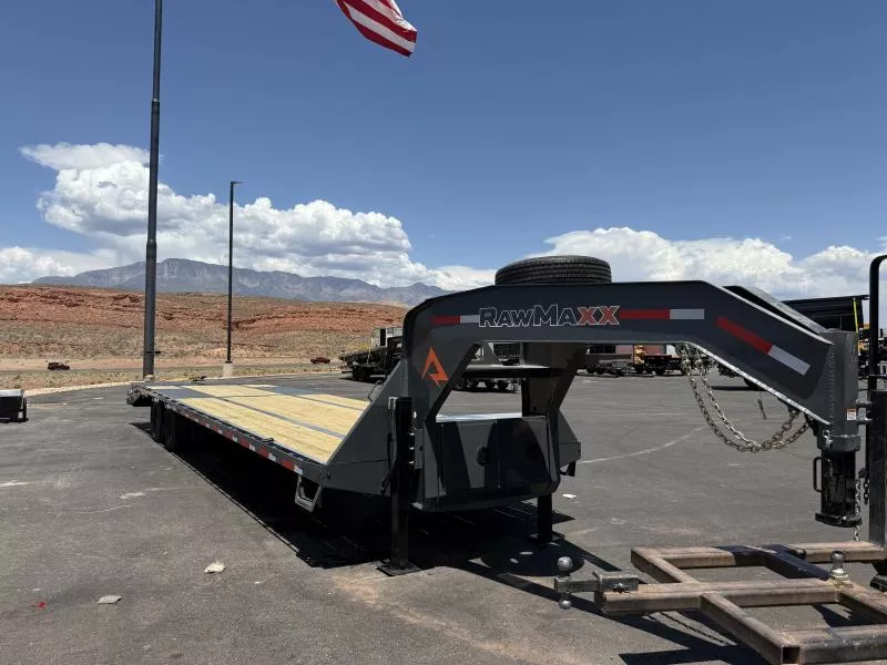  RawMaxx 8.5X36 24K FDX GN HYDRAULIC TANDEM DUAL Flatbed Trailer