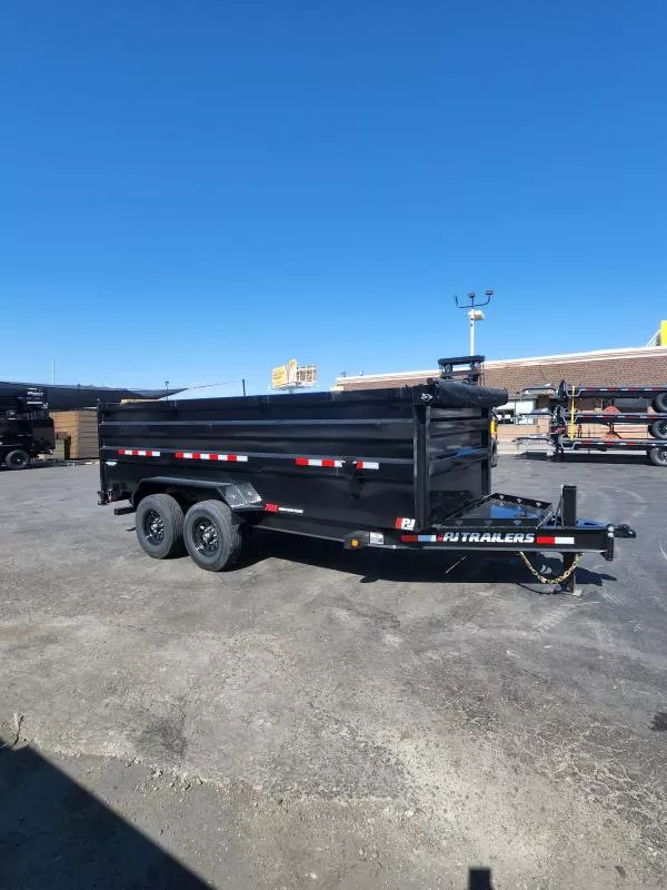 2026 PJ Trailers 7X16 DM 4' Side 14K Hydraulic Jack Dump Trailer