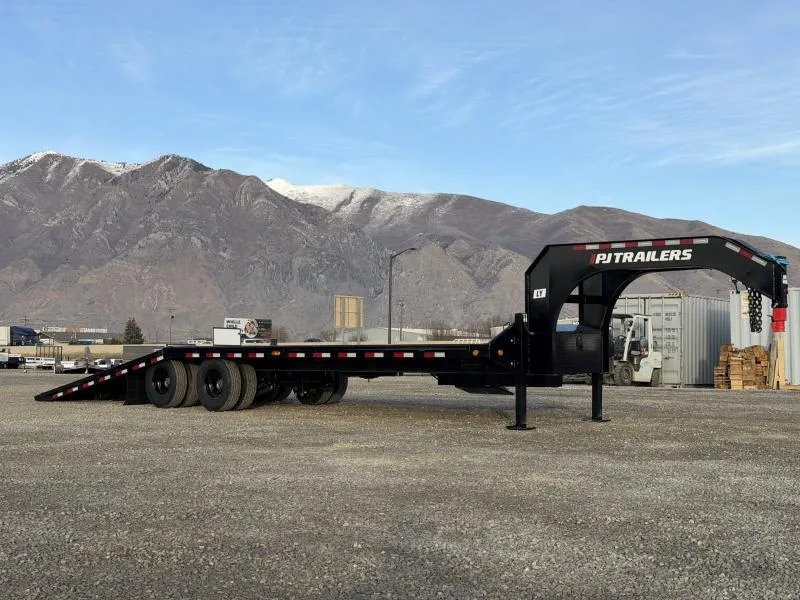 PJ Trailers 8.5x32 Low-Pro With Hydraulic Dove (LY1) Flatbed Trailer