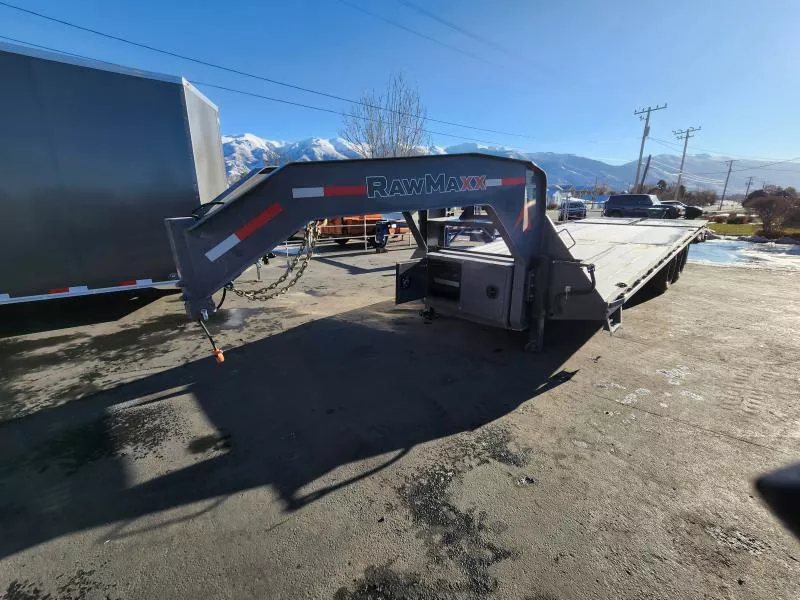 2026 RawMaxx 24' FDXD Gooseneck 20K Equipment Flatbed Trailer