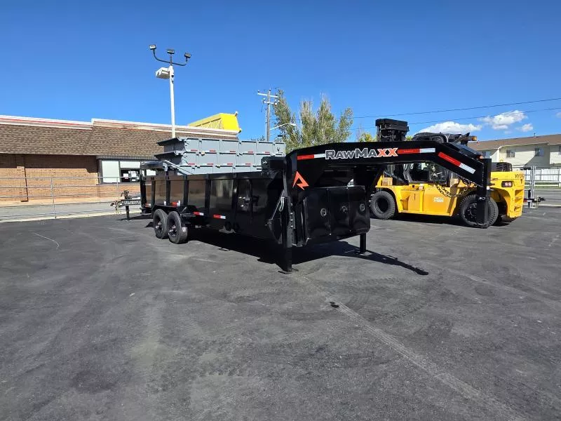2026 RawMaxx 7X20 Gooseneck LTX with 36" Side 20K Dump Trailer