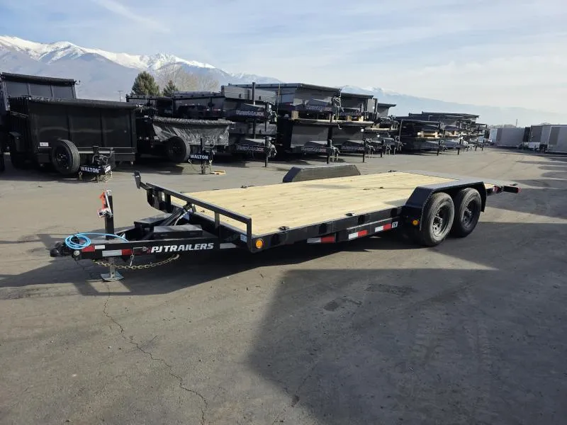 2026 PJ Trailers 20' TH Hydraulic Quick Tilt Equipment 10K Flatbed Trailer