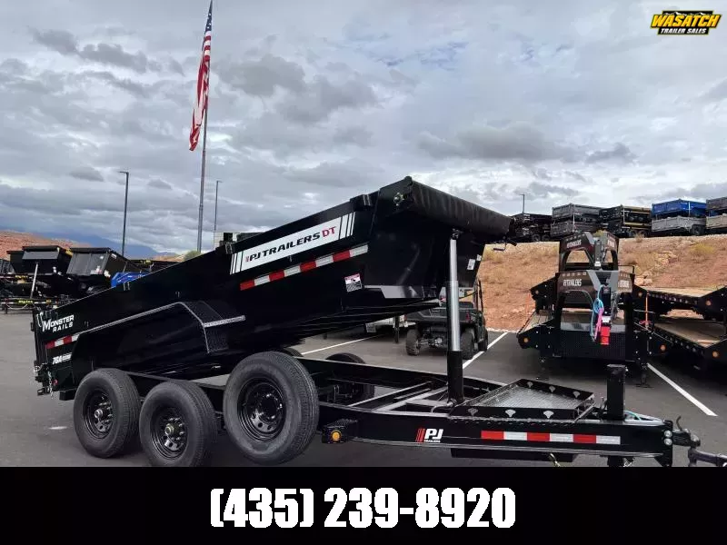  PJ Trailers 7X14 14K DT1 LOWPRO TELESCOPIC Dump Trailer